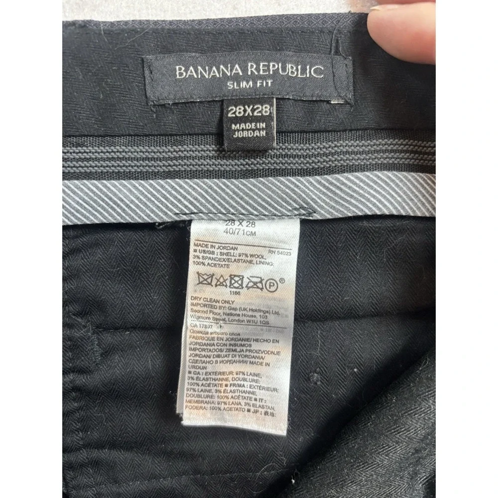 Banana Republic Slim‎ Fit Men's 28x27 Comfort Stretch Wool Slacks Black Luxury